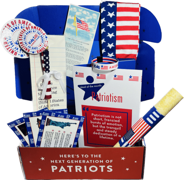 a box of patriotic items for kids
